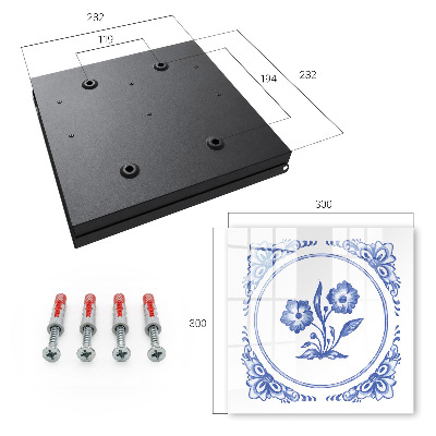 Key cabinet for wall Blue flowers