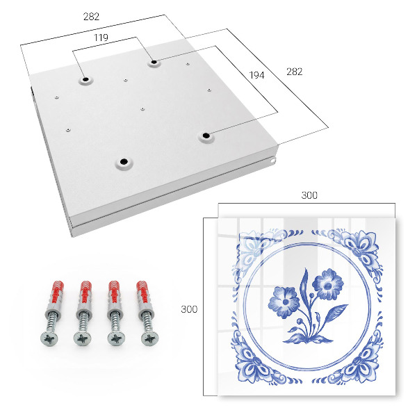 Key cabinet for wall Blue flowers