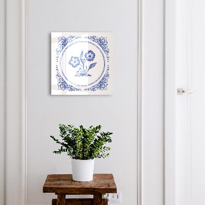 Key cabinet for wall Blue flowers