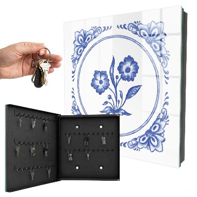 Key cabinet for wall Blue flowers
