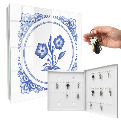 Key cabinet for wall Blue flowers