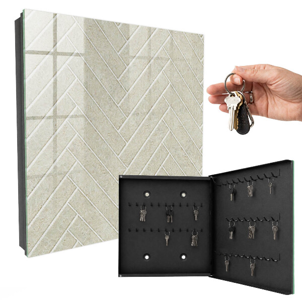 Key cabinet for wall Beige herringbone
