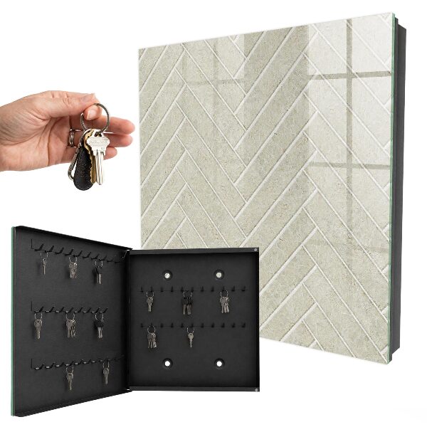 Key cabinet for wall Beige herringbone