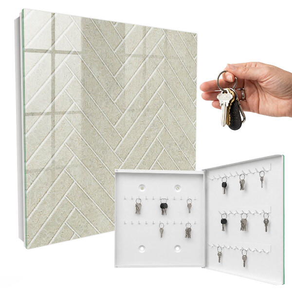 Key cabinet for wall Beige herringbone
