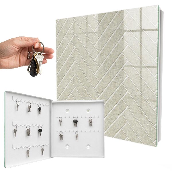 Key cabinet for wall Beige herringbone