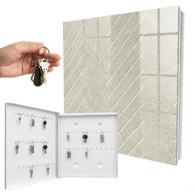 Key cabinet for wall Beige herringbone
