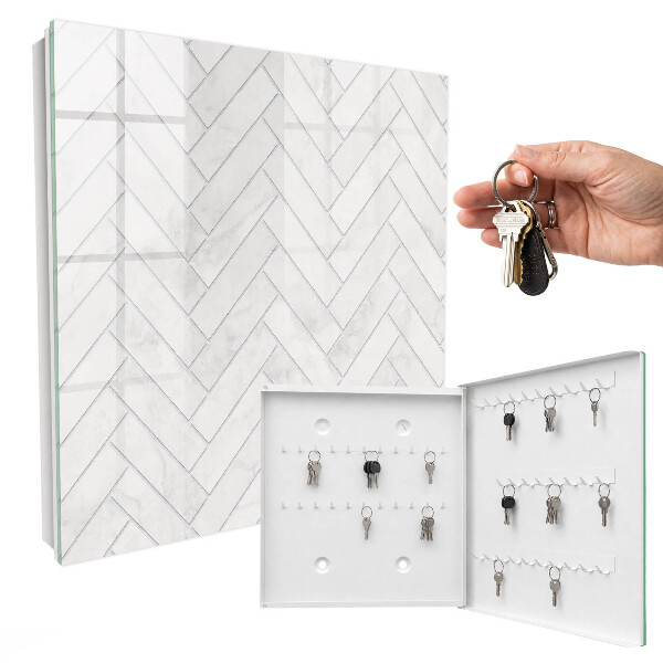 Key storage box Marble herringbone