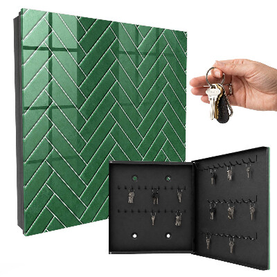 Key cabinet for wall Green fishbone