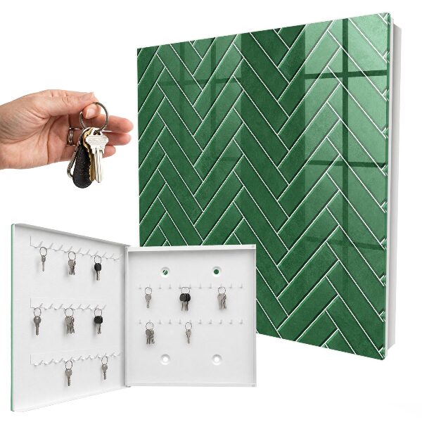Key cabinet for wall Green fishbone