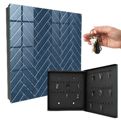 Key box Navy blue herringbone