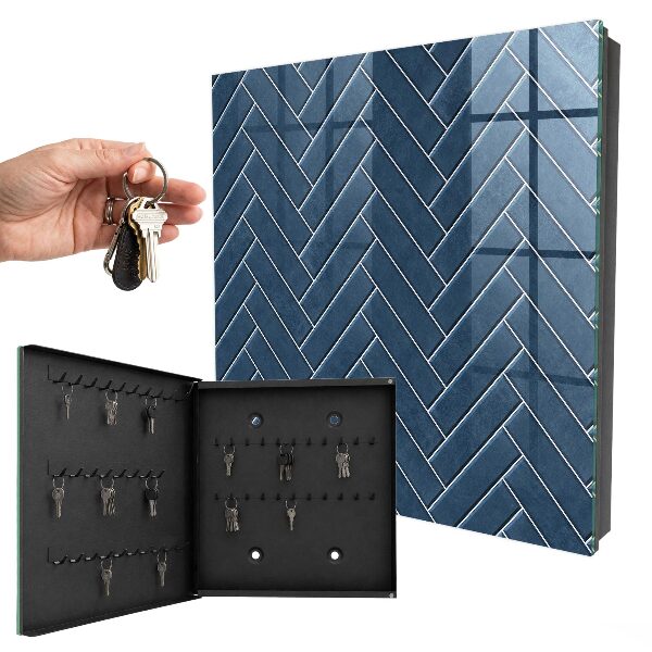 Key box Navy blue herringbone