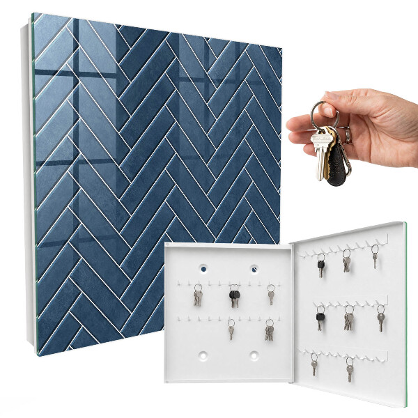 Key box Navy blue herringbone