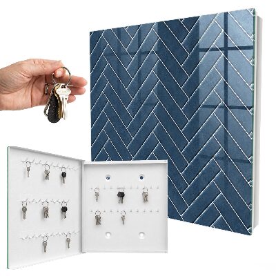 Key box Navy blue herringbone