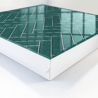 Key storage box Turquoise herringbone