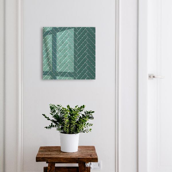 Key storage box Turquoise herringbone