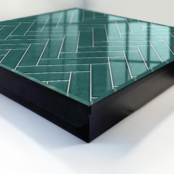 Key storage box Turquoise herringbone