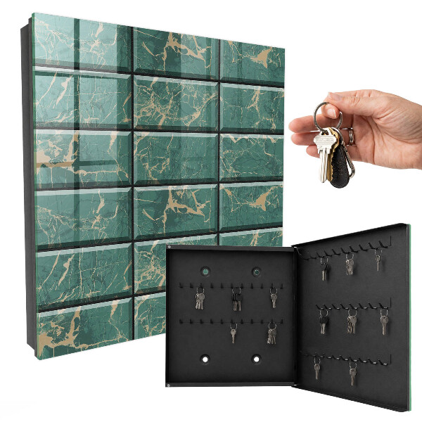 Key storage box Green marble