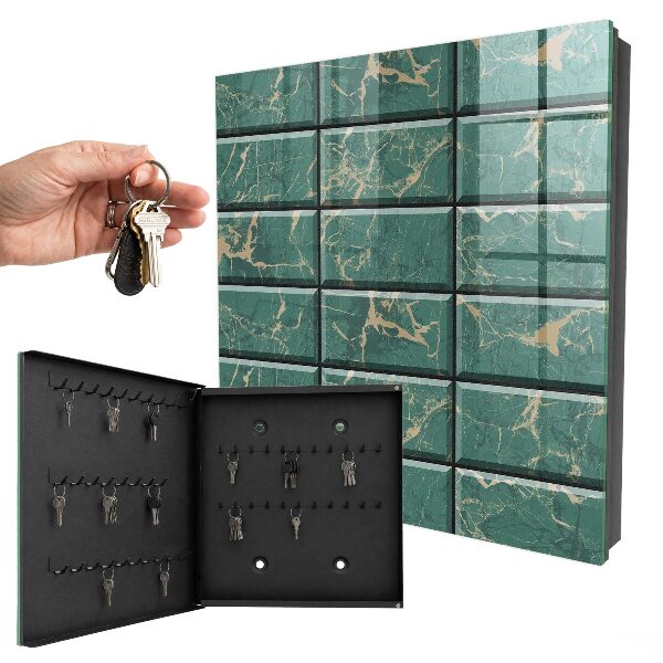 Key storage box Green marble
