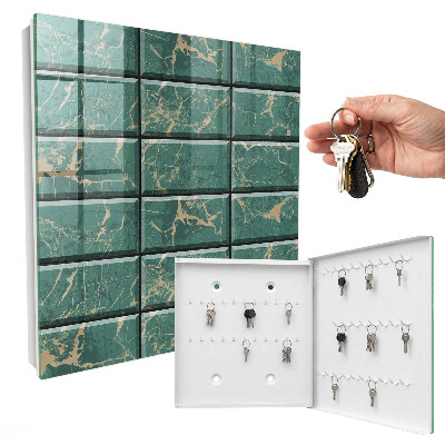 Key storage box Green marble