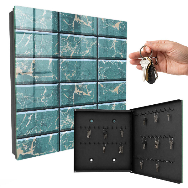 Key cabinet for wall Turquoise marble