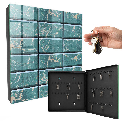 Key cabinet for wall Turquoise marble