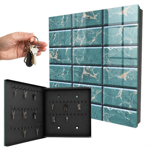 Key cabinet for wall Turquoise marble