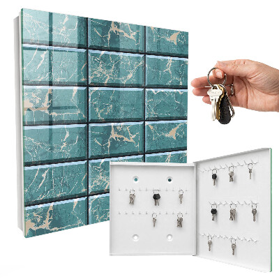 Key cabinet for wall Turquoise marble