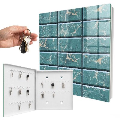 Key cabinet for wall Turquoise marble