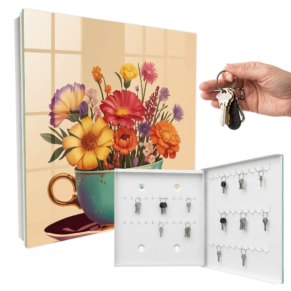 Key cabinet for wall Floral calyx
