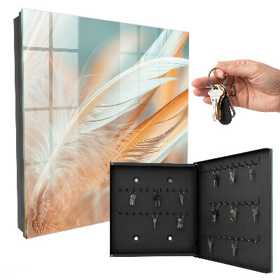 Key storage box Pastel feathers