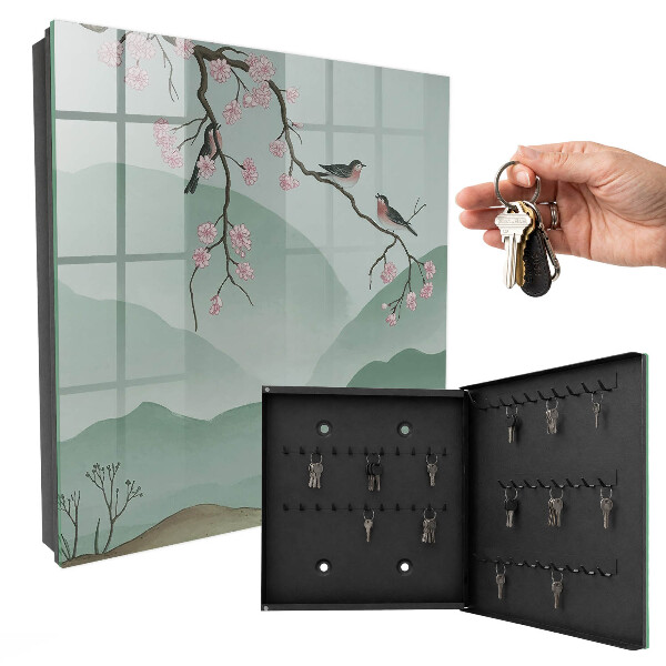 Key storage box Birds and flowers
