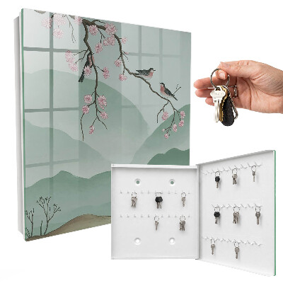 Key storage box Birds and flowers