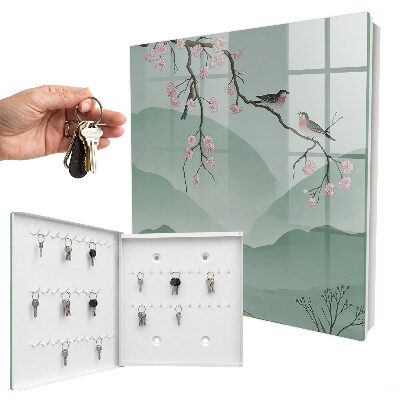 Key storage box Birds and flowers