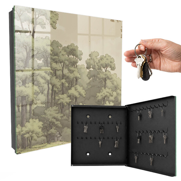 Key cabinet for wall Green forest