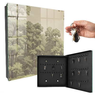 Key cabinet for wall Green forest