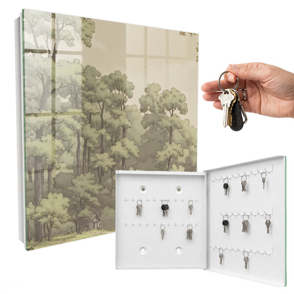 Key cabinet for wall Green forest