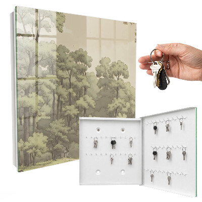 Key cabinet for wall Green forest