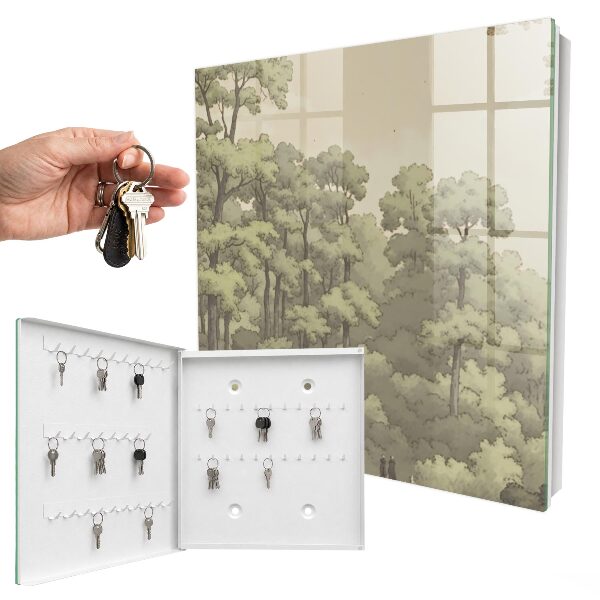 Key cabinet for wall Green forest