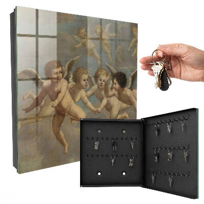 Key cabinet for wall Flying Angels Putti Baroque Painting