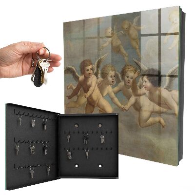 Key cabinet for wall Flying Angels Putti Baroque Painting