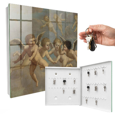 Key cabinet for wall Flying Angels Putti Baroque Painting