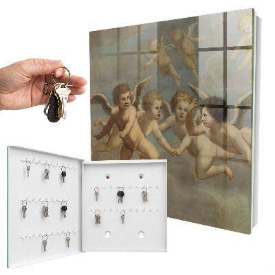 Key cabinet for wall Flying Angels Putti Baroque Painting