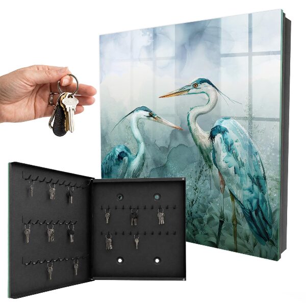 Key box Watercolor herons