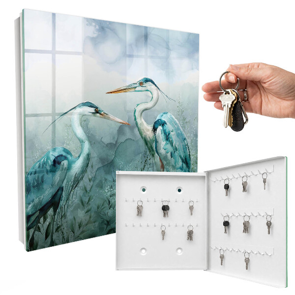 Key box Watercolor herons