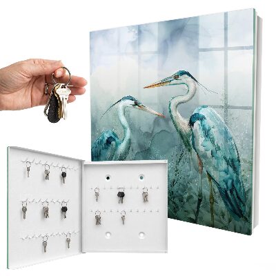 Key box Watercolor herons