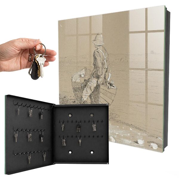Key storage box Fisherman by the lake