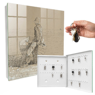 Key storage box Fisherman by the lake