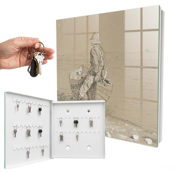 Key storage box Fisherman by the lake
