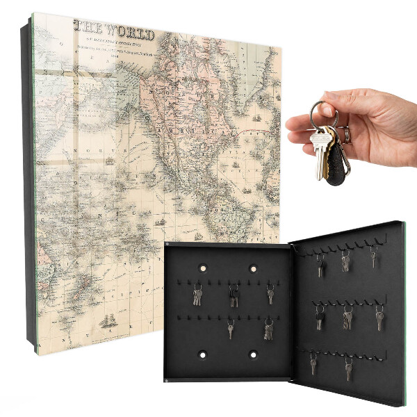 Key storage box World map
