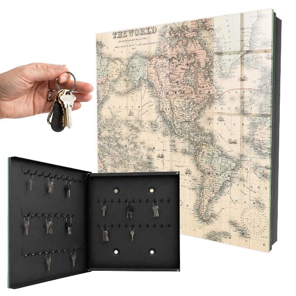 Key storage box World map